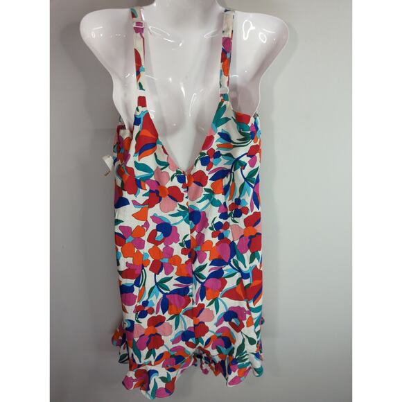 The Impeccable Pig Floral Tie  Linen Blend Romper Women MED Coastal Bohemian NWT - Picture 4 of 10